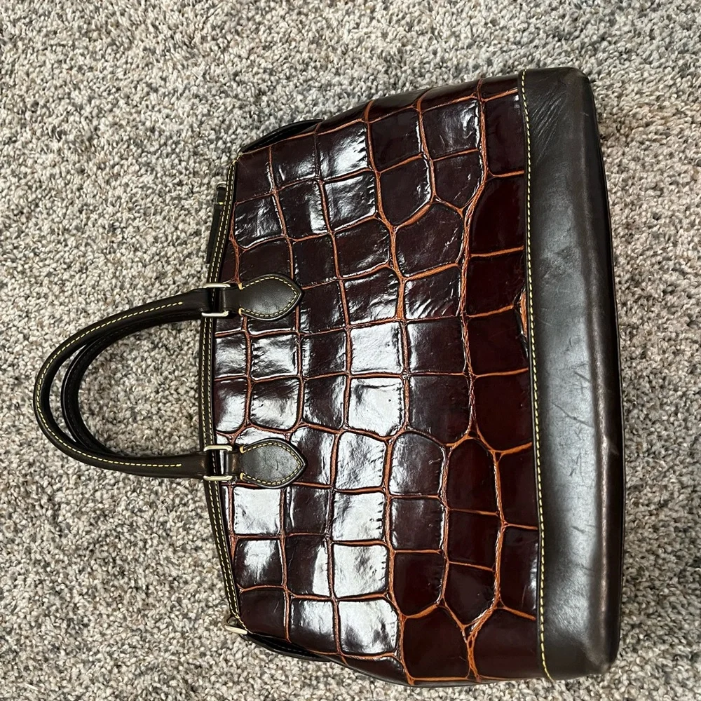 Dooney & Bourke Brown Croc-Embossed Leather Briefcase